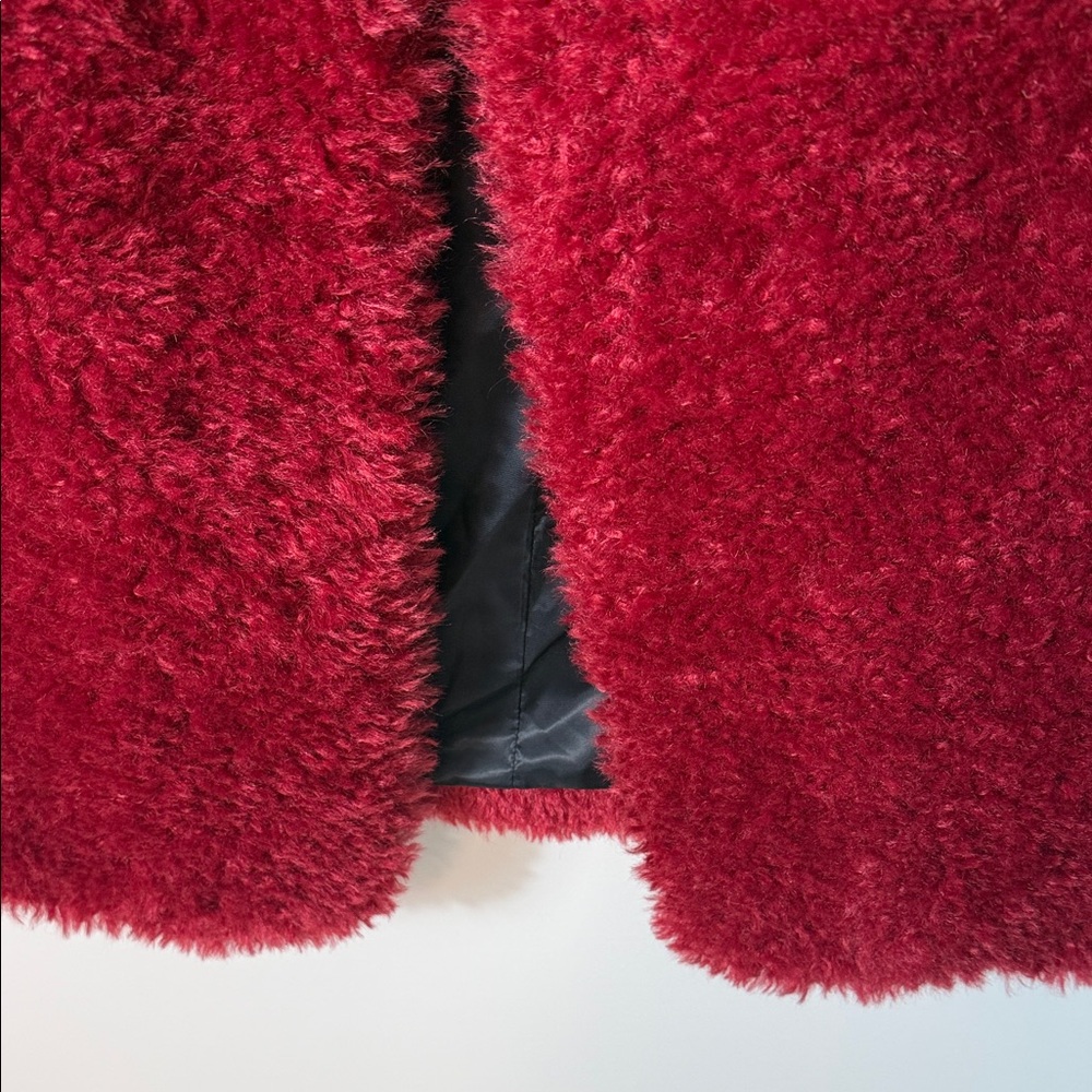 Mango Deep Red Teddy Jacket size XXS NWT - Picture 5 of 9